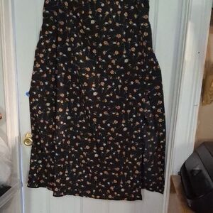 SHEIN Black Maxi Skirt with Floral Design